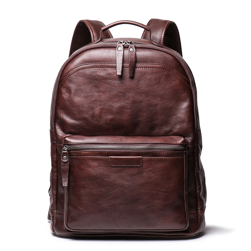 Genuine Leather Men Women Travel Bag Soft Real Leather Cowhide Laptop Shoulder Bag Backpack