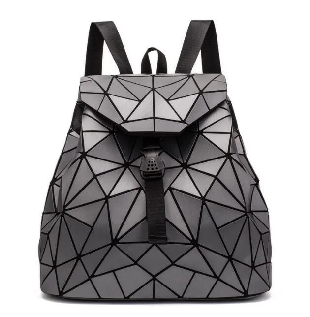 Wholesale Polyhedral Lady Geometric Pattern PU Leather Travel Bag Fashion Commuter Backpack