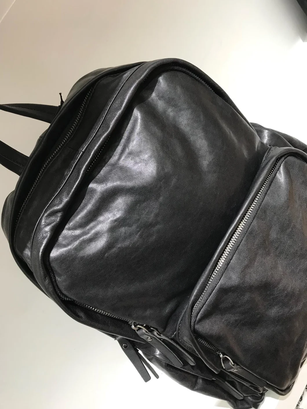 Luxury Black Genuine Leather Diaper Bags Bagpack Backpack for Men