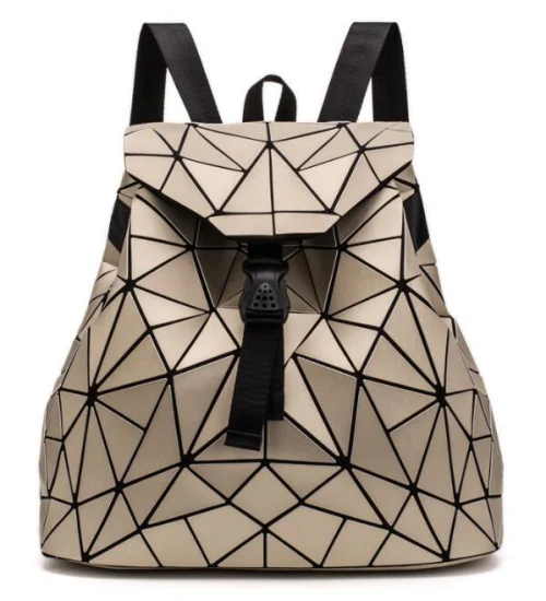 Zaino per pendolari alla moda con borsa da viaggio in pelle PU con motivo geometrico poliedrico all'ingrosso