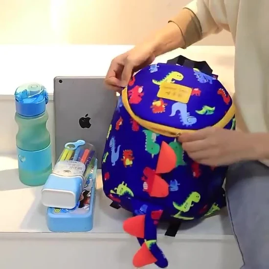 Vendita calda nuova moda carino zaino per bambini borsa da scuola per bambini personalizzata cartone animato zaino in tessuto Oxford zaino per bambini stampa scuola blu